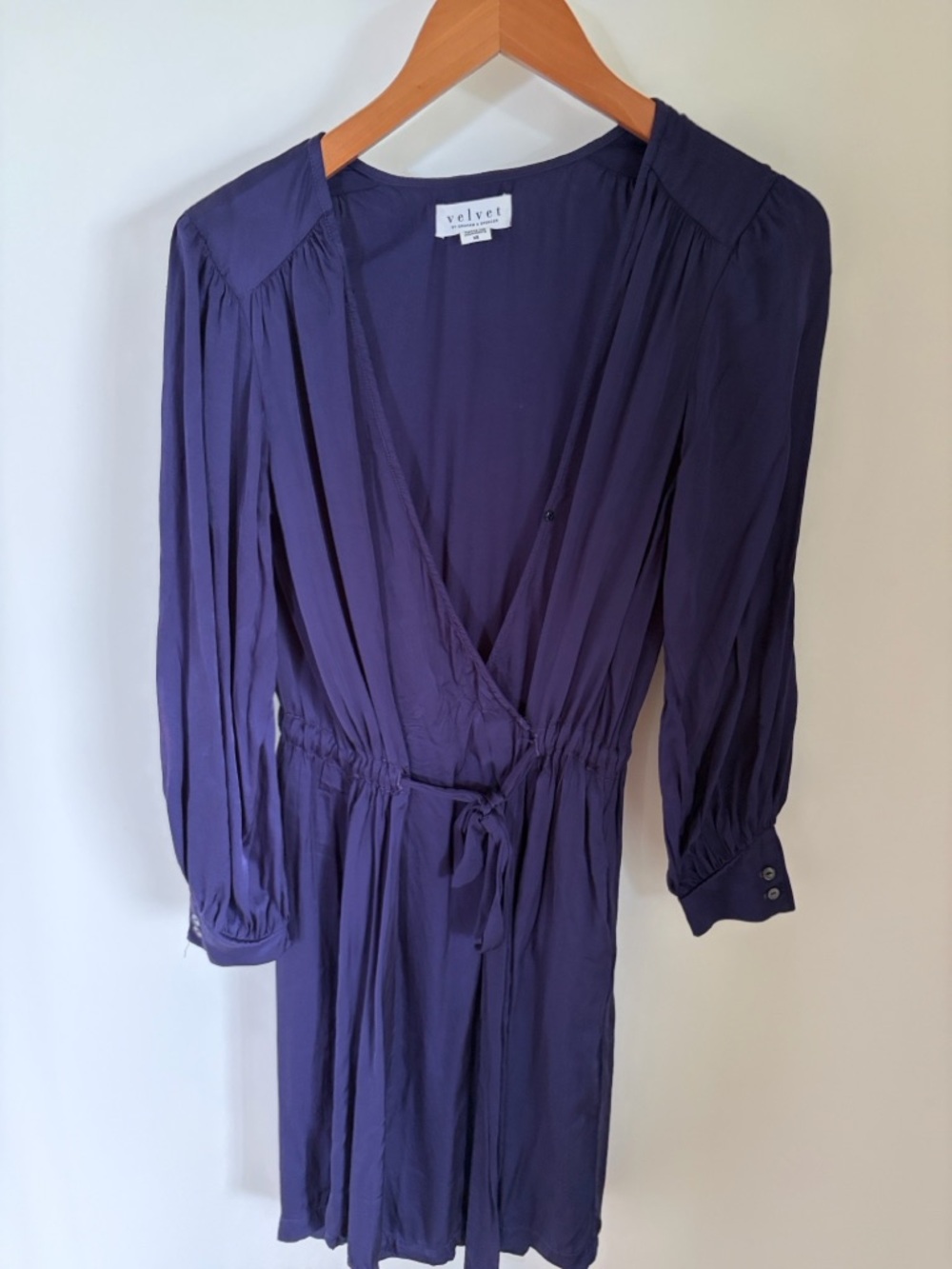 Velvet Deep Purple Long Sleeve Wrap Dress